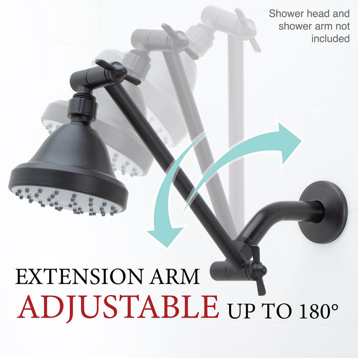10 in. Solid Brass Shower Head Extension Arm (Black Finish) - Sweatfully