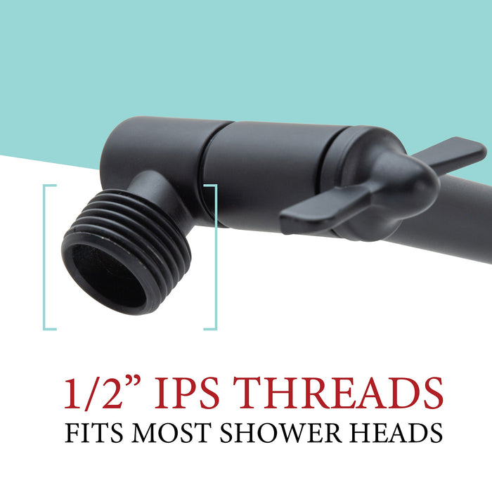 10 in. Solid Brass Shower Head Extension Arm (Black Finish) - Sweatfully