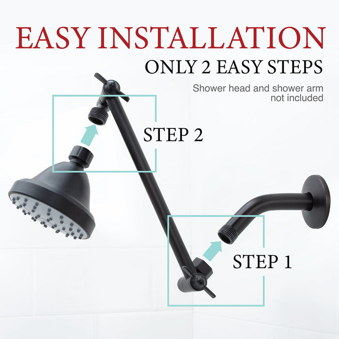 10 in. Solid Brass Shower Head Extension Arm (Black Finish) - Sweatfully
