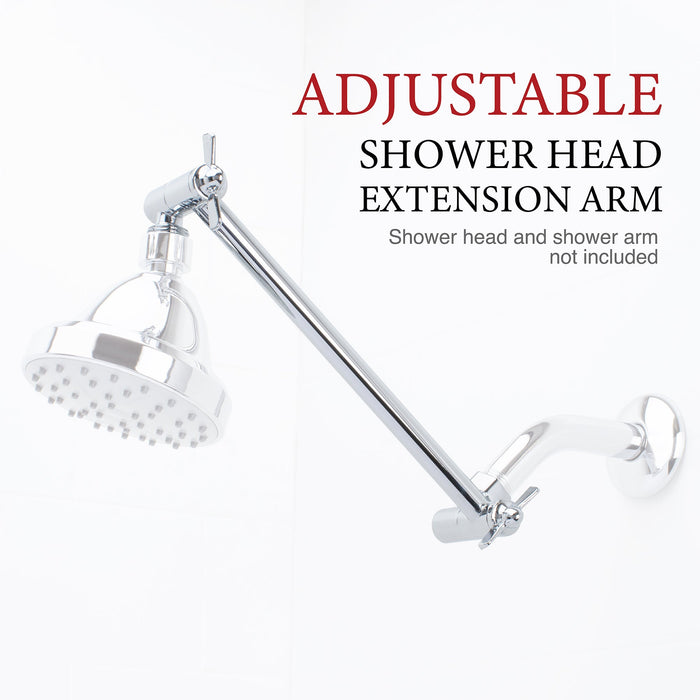 10 in. Solid Brass Shower Head Extension Arm (Chrome Finish) - Sweatfully