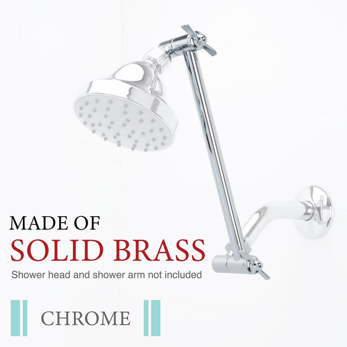 10 in. Solid Brass Shower Head Extension Arm (Chrome Finish) - Sweatfully