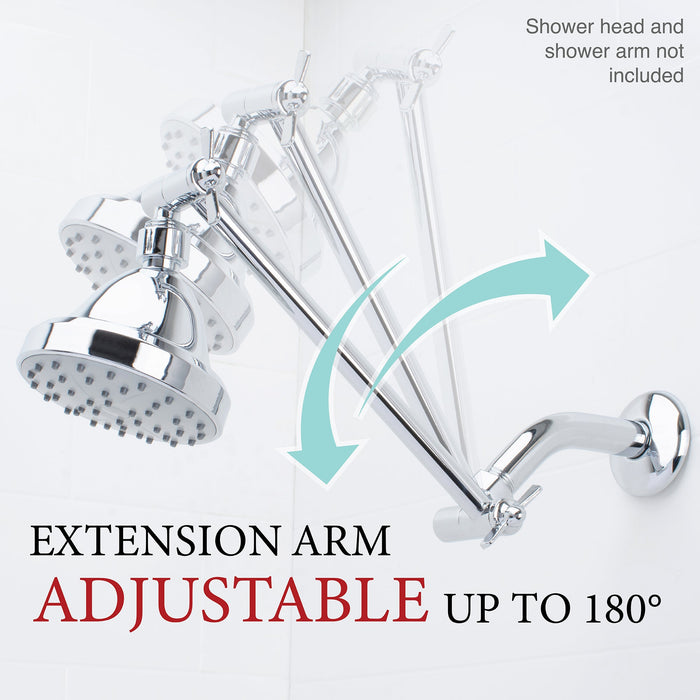 10 in. Solid Brass Shower Head Extension Arm (Chrome Finish) - Sweatfully