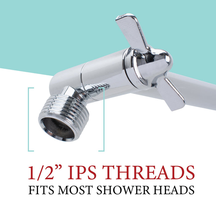 10 in. Solid Brass Shower Head Extension Arm (Chrome Finish) - Sweatfully
