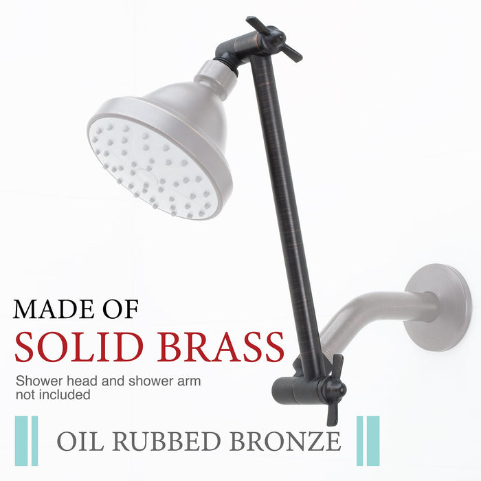 10 in. Solid Brass Shower Head Extension Arm (Oil-Rubbed Bronze Finish) - Sweatfully