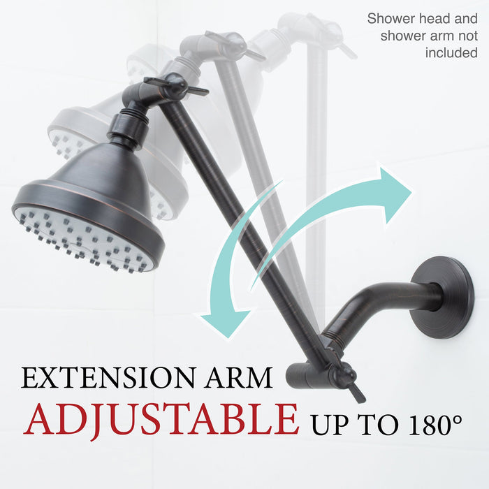 10 in. Solid Brass Shower Head Extension Arm (Oil-Rubbed Bronze Finish) - Sweatfully