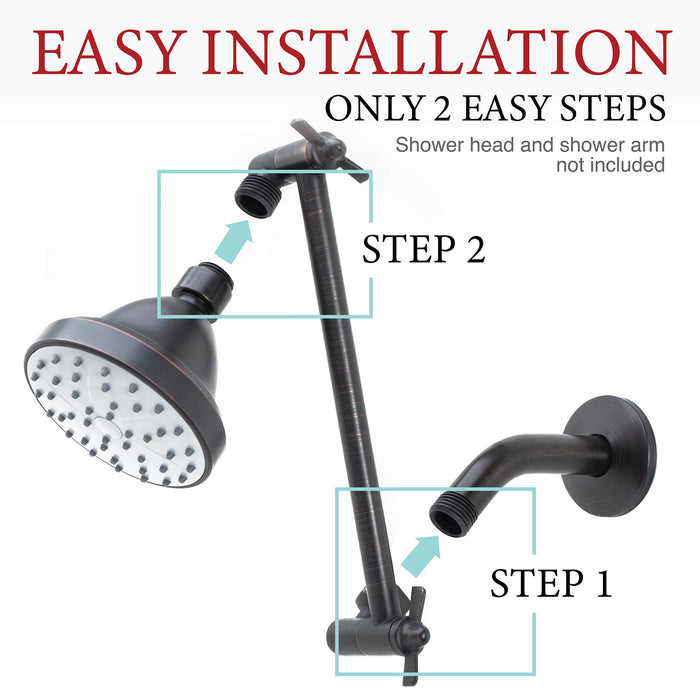 10 in. Solid Brass Shower Head Extension Arm (Oil-Rubbed Bronze Finish) - Sweatfully