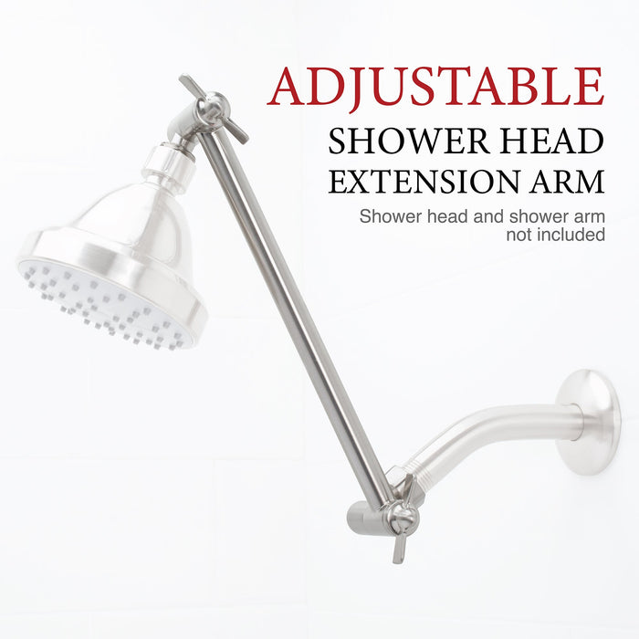 10 in. Solid Brass Shower Head Extension Arm (Stainless Steel Finish) - Sweatfully