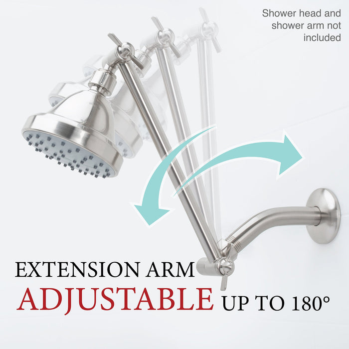 10 in. Solid Brass Shower Head Extension Arm (Stainless Steel Finish) - Sweatfully