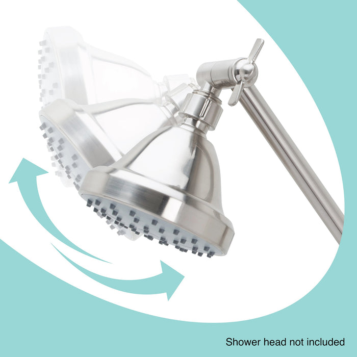 10 in. Solid Brass Shower Head Extension Arm (Stainless Steel Finish) - Sweatfully