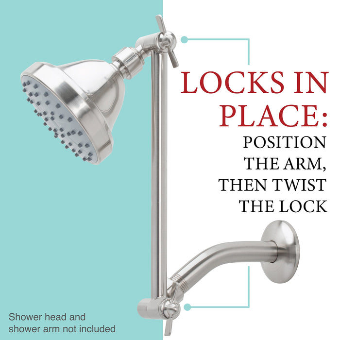 10 in. Solid Brass Shower Head Extension Arm (Stainless Steel Finish) - Sweatfully