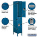 Salsbury 15" Wide Double Tier Standard Metal Locker - 1 Wide - 6 Feet High - 18 Inches Deep - Blue - Unassembled - Sweatfully