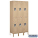 Salsbury 15" Wide Double Tier Standard Metal Locker - 3 Wide - 6 Feet High - 15 Inches Deep - Tan - Assembled - Sweatfully