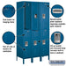 Salsbury 15" Wide Double Tier Standard Metal Locker - 3 Wide - 6 Feet High - 18 Inches Deep - Blue - Assembled - Sweatfully