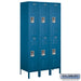 Salsbury 15" Wide Double Tier Standard Metal Locker - 3 Wide - 6 Feet High - 18 Inches Deep - Blue - Assembled - Sweatfully