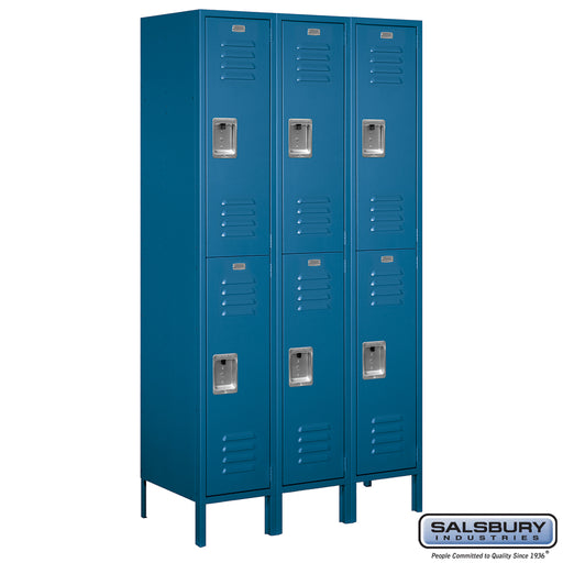Salsbury 15" Wide Double Tier Standard Metal Locker - 3 Wide - 6 Feet High - 18 Inches Deep - Blue - Unassembled - Sweatfully