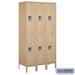 Salsbury 15" Wide Double Tier Standard Metal Locker - 3 Wide - 6 Feet High - 18 Inches Deep - Tan - Assembled - Sweatfully