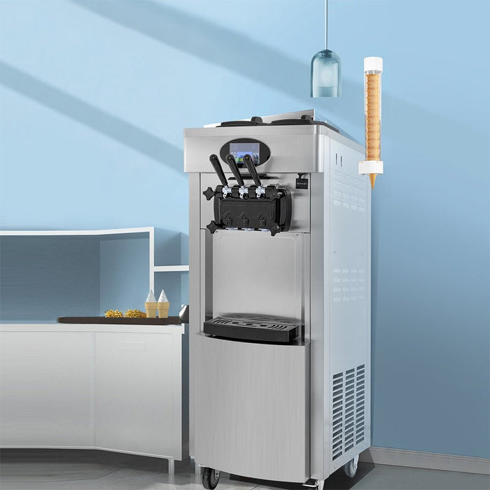 53" Freestanding 3 Flavors Commercial Soft Serve Yogurt Ice Cream Machine Maker With Auto Clean (92574031) - Sweatfully