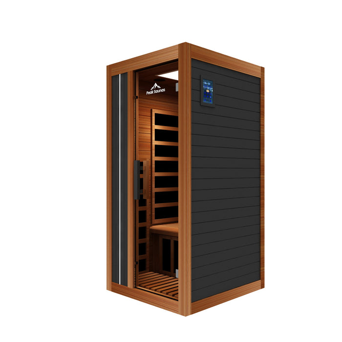 Peak Saunas Aspen 1-Person Indoor FAR Infrared Sauna with Smart WiFi App Control - Sweatfully