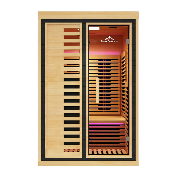 Peak Saunas Everest 2-Person Indoor Full Spectrum Infrared Sauna with XL Medical-Grade Red Light Therapy & Smart WiFi App Control - Sweatfully