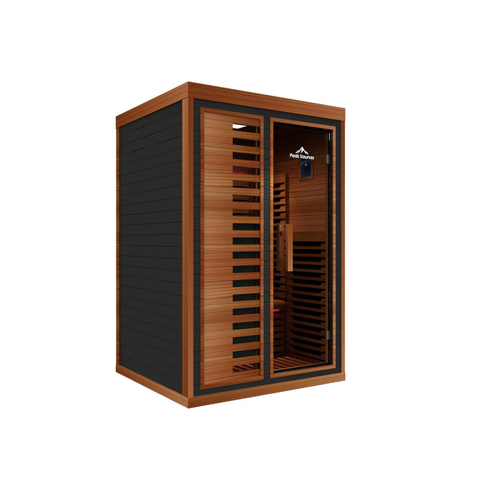 Peak Saunas Fuji 2-Person Indoor Full Spectrum Infrared Sauna with XL Medical-Grade Red Light Therapy & Smart WiFi App Control - Sweatfully