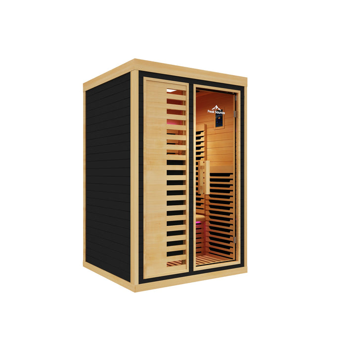 Peak Saunas Everest 2-Person Indoor Full Spectrum Infrared Sauna with XL Medical-Grade Red Light Therapy & Smart WiFi App Control - Sweatfully