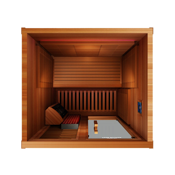Peak Saunas Fuji 2-Person Indoor Full Spectrum Infrared Sauna with XL Medical-Grade Red Light Therapy & Smart WiFi App Control - Sweatfully