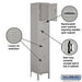 Salsbury 15" Wide Four Tier Standard Metal Locker - 1 Wide - 6 Feet High - 15 Inches Deep - Gray - Assembled - Sweatfully