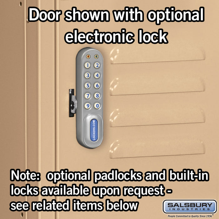 Salsbury 15" Wide Four Tier Standard Metal Locker - 1 Wide - 6 Feet High - 15 Inches Deep - Tan - Unassembled - Sweatfully