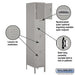 Salsbury 15" Wide Four Tier Standard Metal Locker - 1 Wide - 6 Feet High - 18 Inches Deep - Gray - Assembled - Sweatfully