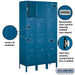Salsbury 15" Wide Four Tier Standard Metal Locker - 3 Wide - 6 Feet High - 15 Inches Deep - Blue - Assembled - Sweatfully