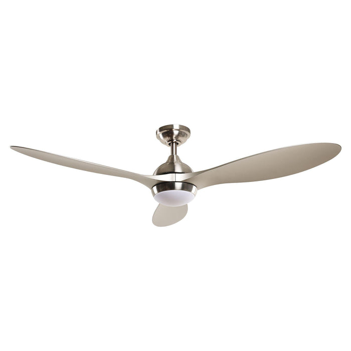 56" Bernardino Modern Brushed Nickel DC Motor Downrod Mount Reversible Ceiling Fan with Lighting and Remote Control - Sweatfully