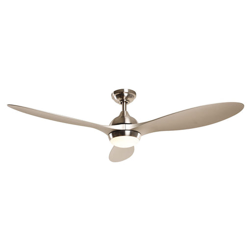 56" Bernardino Modern Brushed Nickel DC Motor Downrod Mount Reversible Ceiling Fan with Lighting and Remote Control - Sweatfully