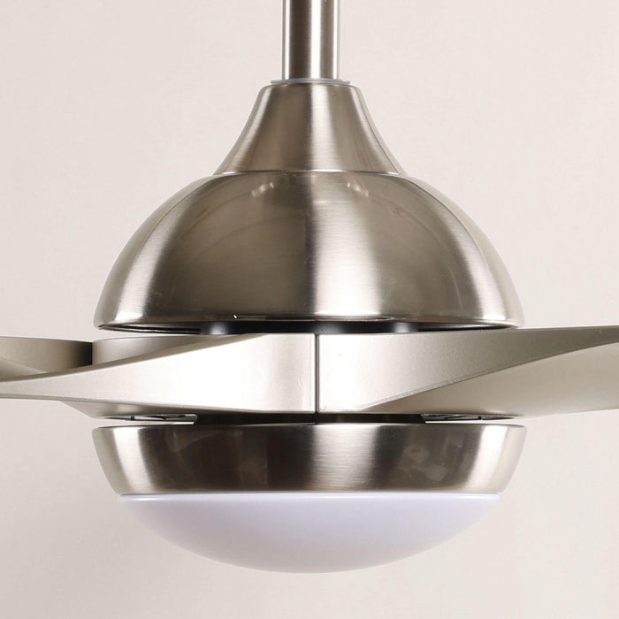 56" Bernardino Modern Brushed Nickel DC Motor Downrod Mount Reversible Ceiling Fan with Lighting and Remote Control - Sweatfully