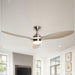 56" Bernardino Modern Brushed Nickel DC Motor Downrod Mount Reversible Ceiling Fan with Lighting and Remote Control - Sweatfully
