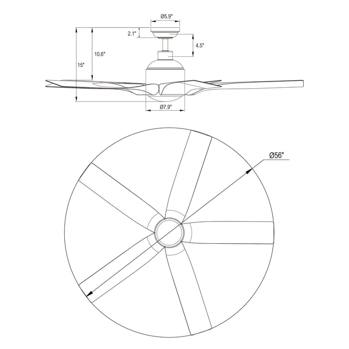56" Genoa Farmhouse DC Motor Downrod Mount Reversible Ceiling Fan with Lighting and Remote Control - Sweatfully