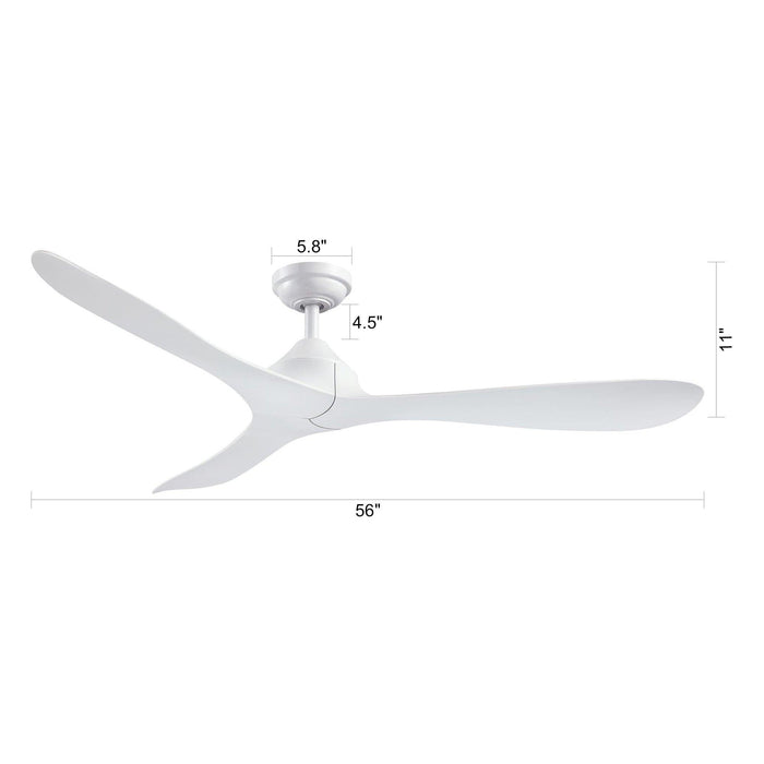 56" Modern DC Motor Downrod Mount Reversible Ceiling Fan with Remote Control - Sweatfully