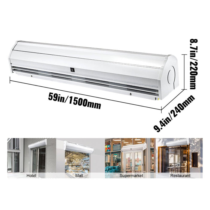 59" Heavy Duty Commercial Indoor Air Door Curtain, 965/1113CFM (98421603) - Sweatfully