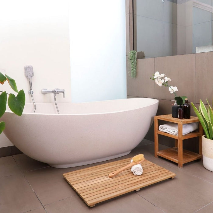Charleston Natural Teak Spa/Bathroom - Under Sink - Storage Bench - 14" - Sweatfully