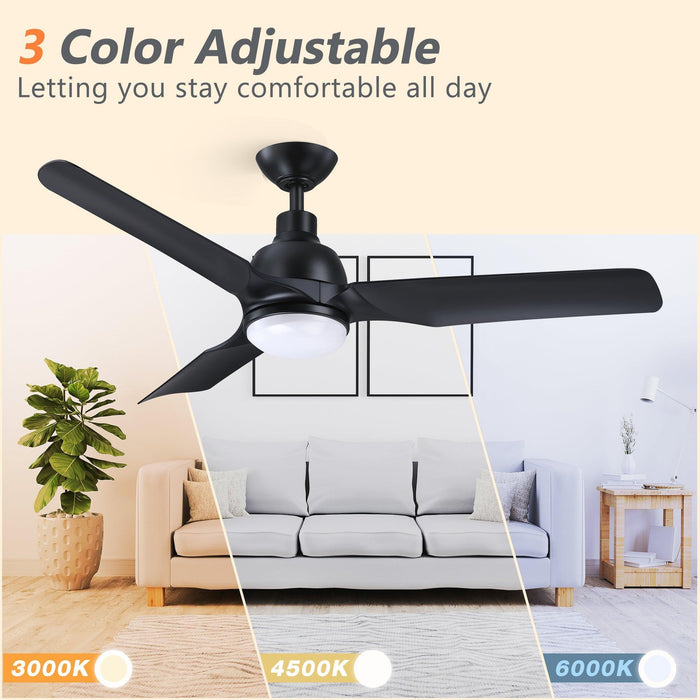 52" Cason Induatrial Downrod Mount Reversible Ceiling Fan with LED Lighting and Remote Control - Sweatfully