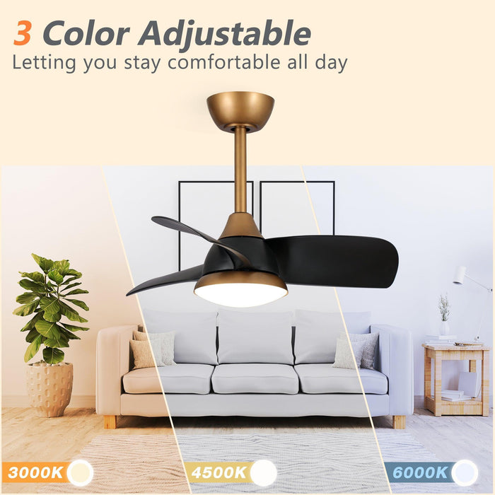 28" Modern DC Motor Downrod Mount Reversible Ceiling Fan with LED Lighting and Remote Control - Sweatfully
