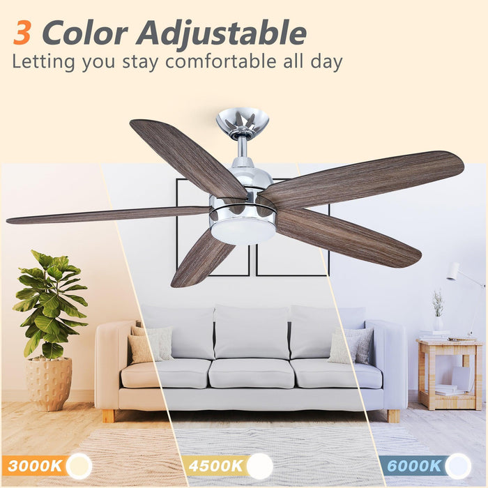52" Dicken Farmhouse Downrod Mount Reversible Ceiling Fan with Lighting and Remote Control - Sweatfully