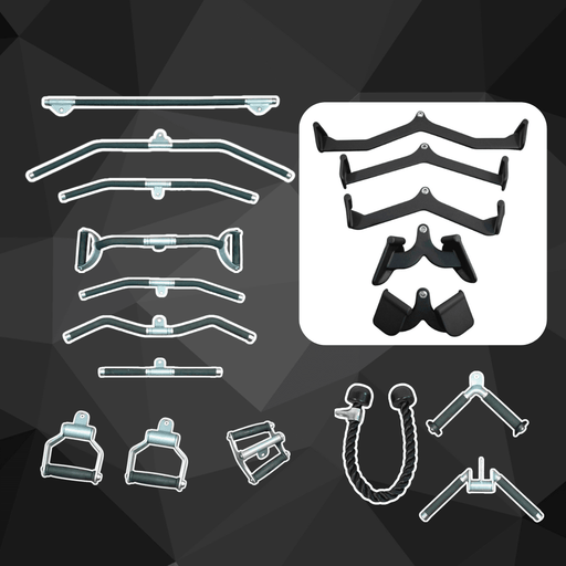 Ultimate Cable Attachment Kit - Cable Attachment Kit #5 - Muscle D Fitness - Lat Bar Double Handle Kit - Sweatfully