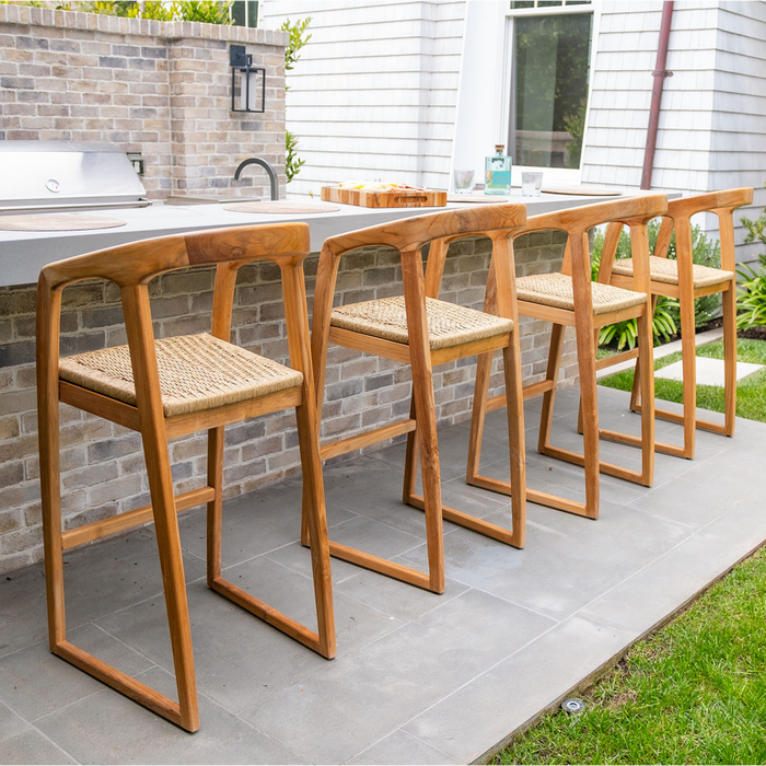 Ubud Natural Teak Indoor/Outdoor Bar Stool - Sweatfully