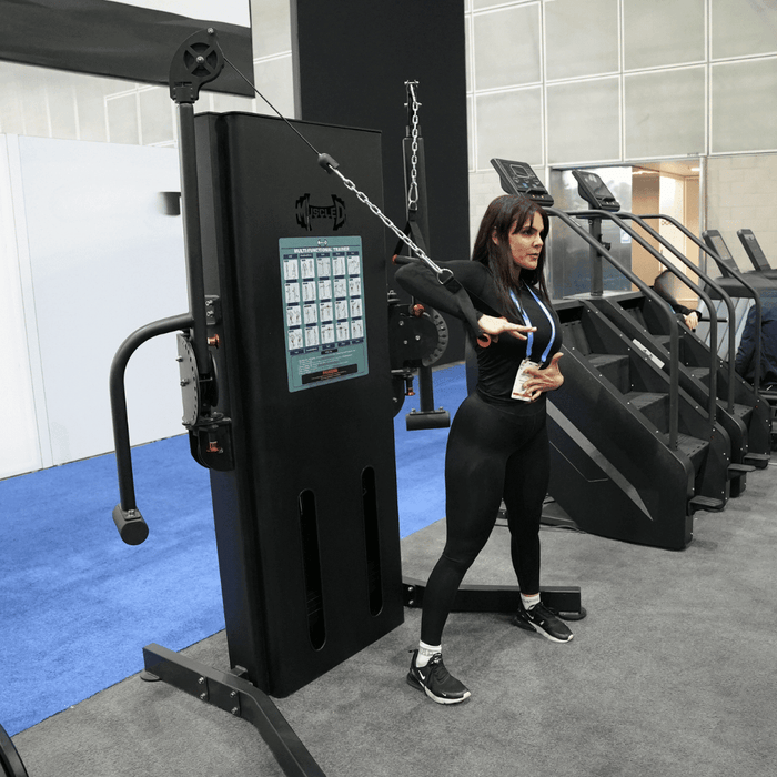 Megatron Multi-Functional Trainer - Muscle D Fitness - Selectorized Weight Adjustment - Adjustable Arms - Single Handle Attachments - Sweatfully