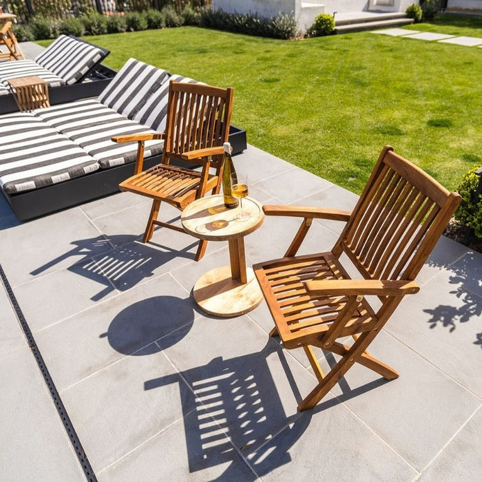 Telluride Oiled Teak Outdoor Patio Folding Chair with Arm Rests - Sweatfully