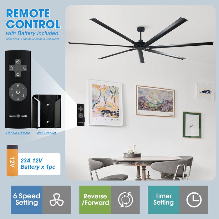 84 Inch 100 Inch Silent Storm Extra Large Ceiling Fan with Remote Control - Sweatfully