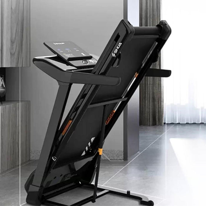 Light Commercial Folding Treadmill - Muscle D Fitness - LED Display - Heart Rate Monitor - Safety Clip - Sweatfully