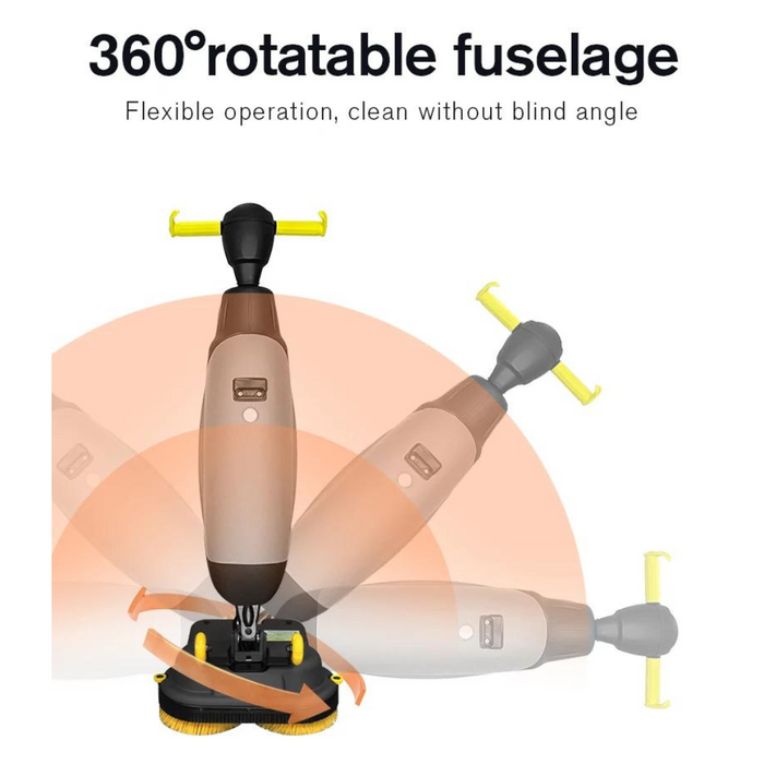 SM430 17" Walk-behind Floor Scrubber Machine, 360 Degree Rotating Head, 10000 sqft/h, Cordless Rechargeable Lithium Battery - Sweatfully