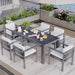 Outdoor 7-Piece Patio Table and Chairs Set for 6 with 72.8" Rectangle Table, Removable Cushions for Backyard, Garden, Poolside - Sweatfully