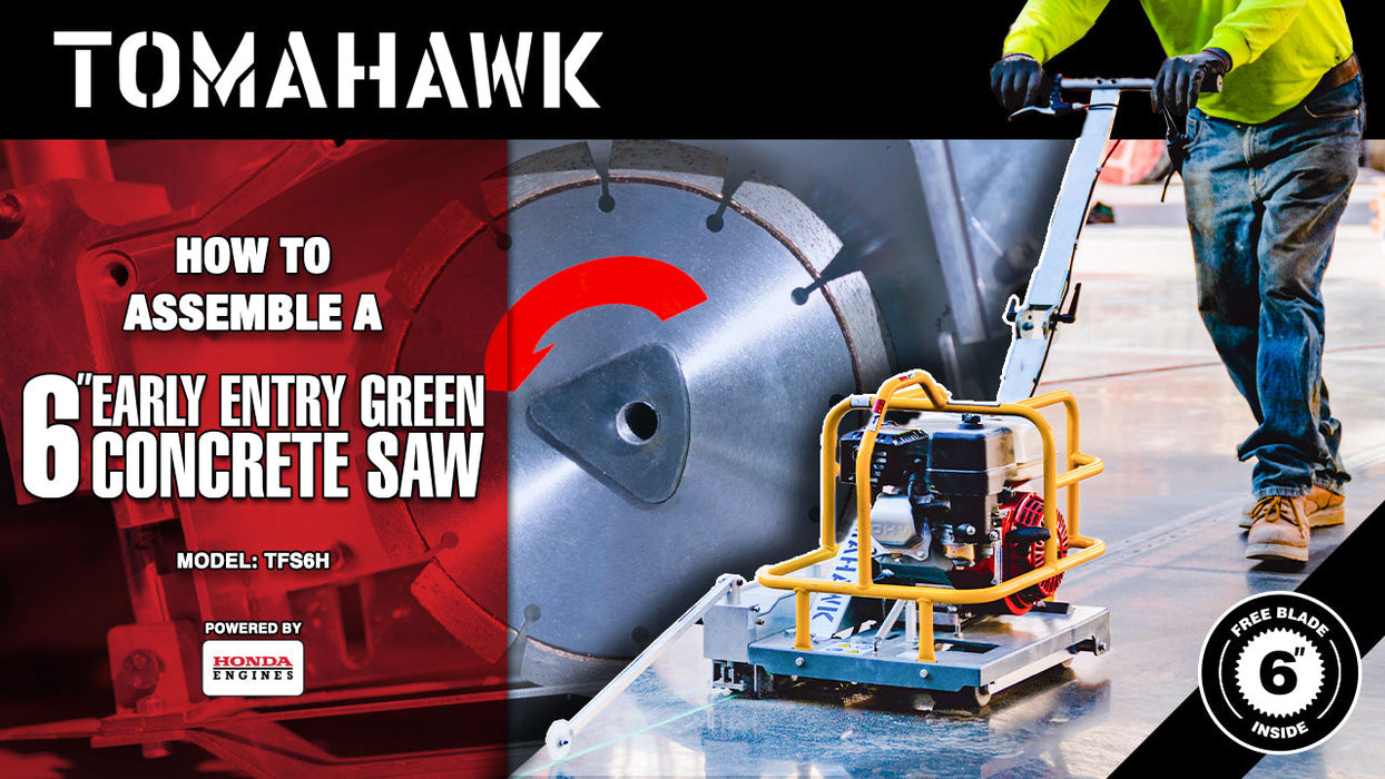 6" Early Entry Green Concrete Saw with 3.5 HP Honda GX120 Engine - Sweatfully